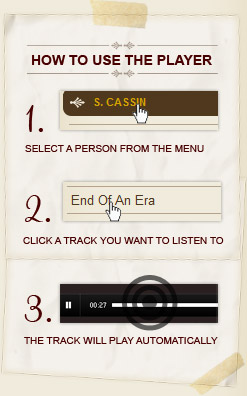 How to Use - Select A Person, Choose A Track, Your Chosen Track Will Play Automatically.